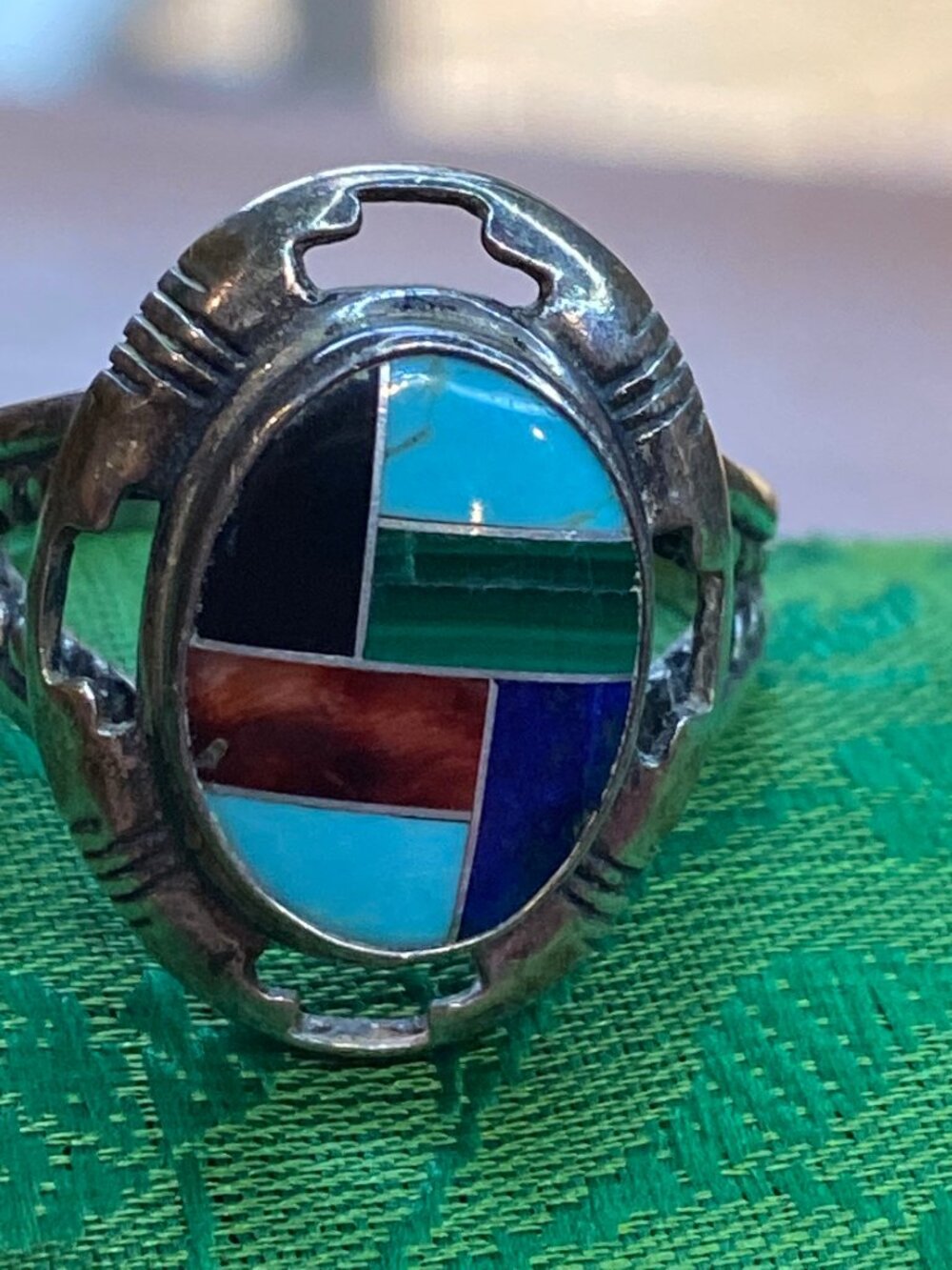 SW/Native American style 925 Silver with Multi-Stone including Turquoise size 8
